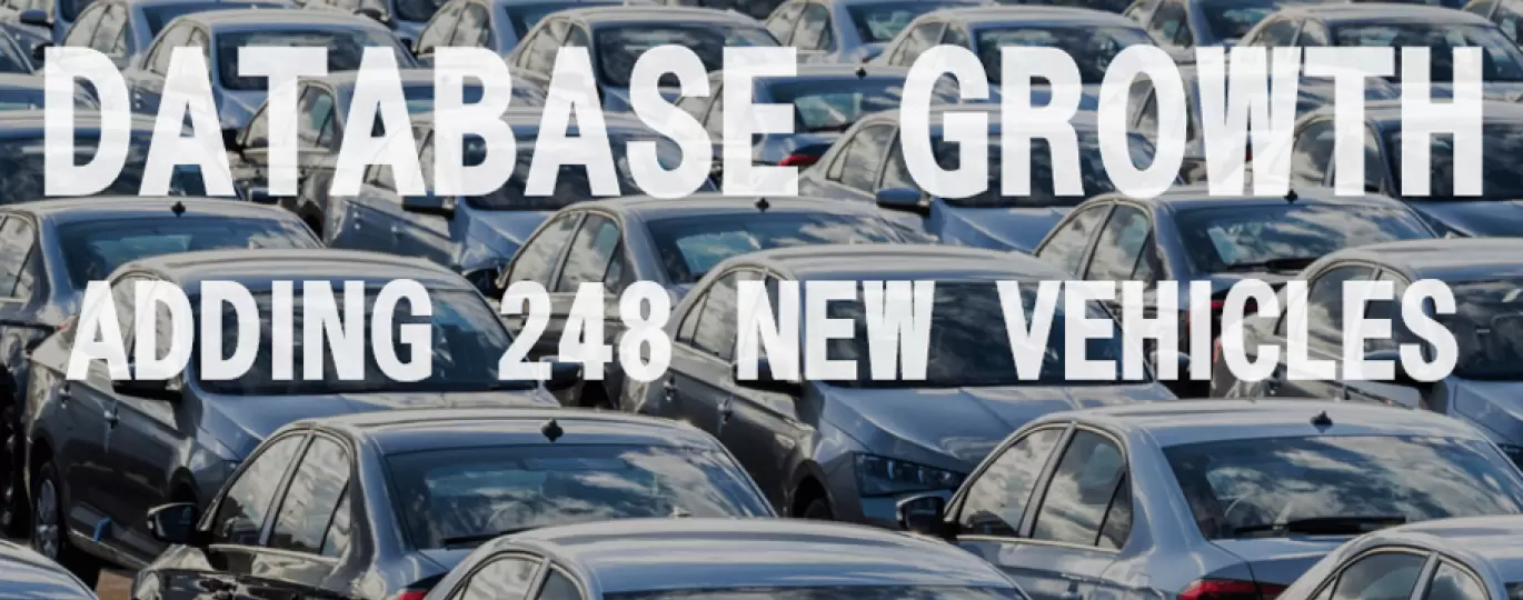 Última versión de la base de datos de vehículos: 248 nuevas incorporaciones en 5 categorías principales